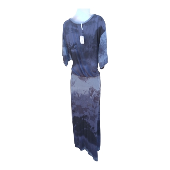 Free People Tie Dye Alyssa Wrap Midi Dress Black Gray Blue XS S - Picture 7 of 7